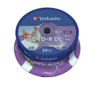 Verbatim DVD+R DL [ cakebox 25 | 8.5GB | 8x | printable ]