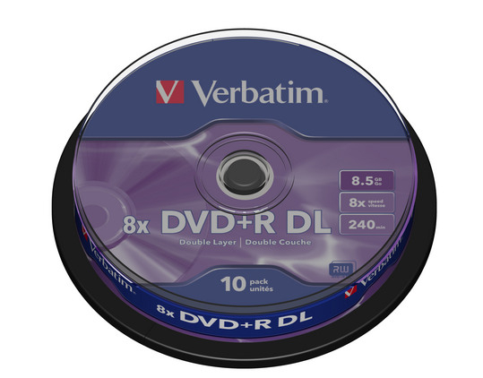 Verbatim DVD+R DL [ cake box 10 | 8.5GB | 8x | matte silver ]