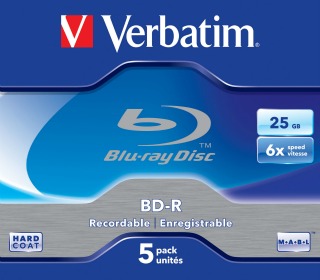 Verbatim Blu-ray BD-R [ jewel case 5 | 25GB | 6x | Scratchguard Plus ]