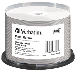 Verbatim CD-R | cake box 50 | 700MB | 52x | Wide Thermal printable ]