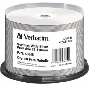 Verbatim DVD-R [ spindle 50 | 4.7GB | 16x | WIDE SILVER INKJET PRINTABLE ]