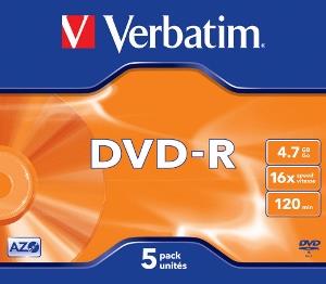 Verbatim DVD-R [ jewel case 5 | 4.7GB | 16x | matte silver ]