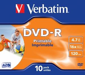 Verbatim DVD-R [ jewel case 10 | 4.7GB | 16x | printable ]