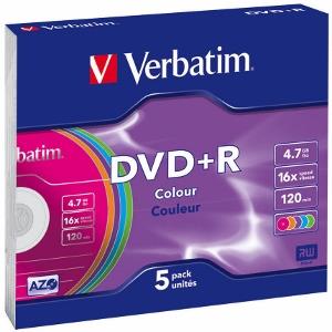 Verbatim DVD+R [ slim jewel case 5 | 4.7GB | 16x | Colour ]