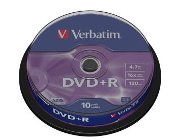 Verbatim DVD+R [ cakebox 10 | 4.7GB | 16x | matte silver ]