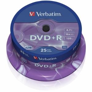 Verbatim DVD+R [ cakebox 25 | 4.7GB | 16x | matte silver ]