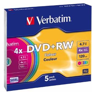 Verbatim DVD+RW [ slim jewel case 5 | 4.7GB | 4x | Colour ]