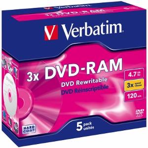 Verbatim DVD-RAM [ jewel case 5 | 4.7GB | 3x | no cartridge ]