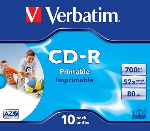 Verbatim CD-R | jewel case 10 | 700MB | 52x | printable | DataLife+ AZO ]