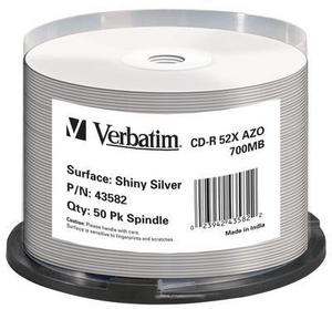 Verbatim CD-R [ spindle 50 | 700MB | 52x | Shiny Silver | DataLife+ AZO ]