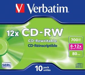 Verbatim CD-RW [ jewel case 10 | 700MB | 12x ]