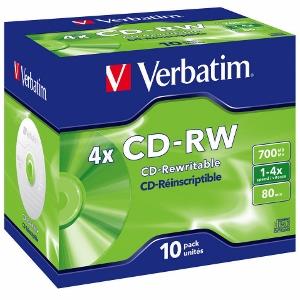Verbatim CD-RW [ jewel case 10 | 700MB | 4x ]