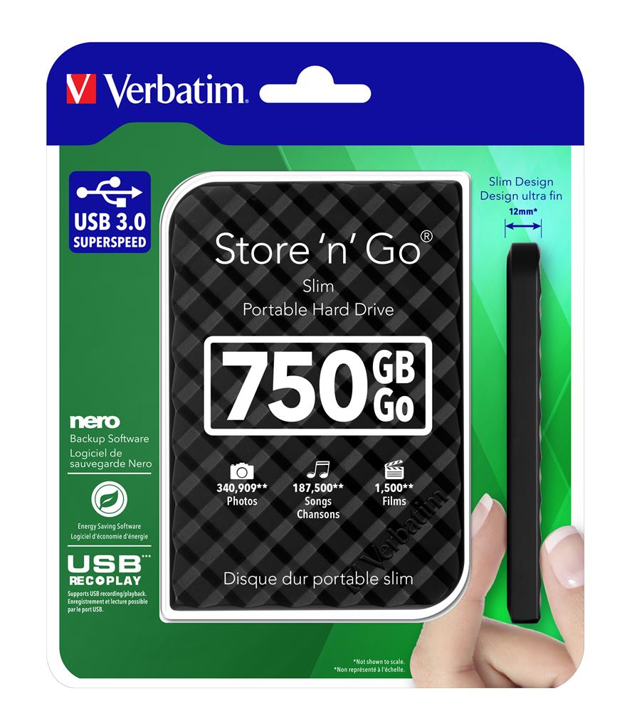 Verbatim Store 'n' Go GEN 2, 750GB, externÃ­ HDD 2.5" USB 3.0, ÄernÃ½