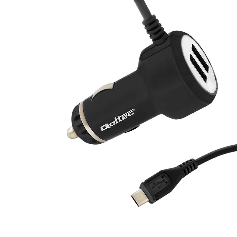 Qoltec Car charger 20.5W | 5V | 4.1A | 2 x USB + cable MicroUSB