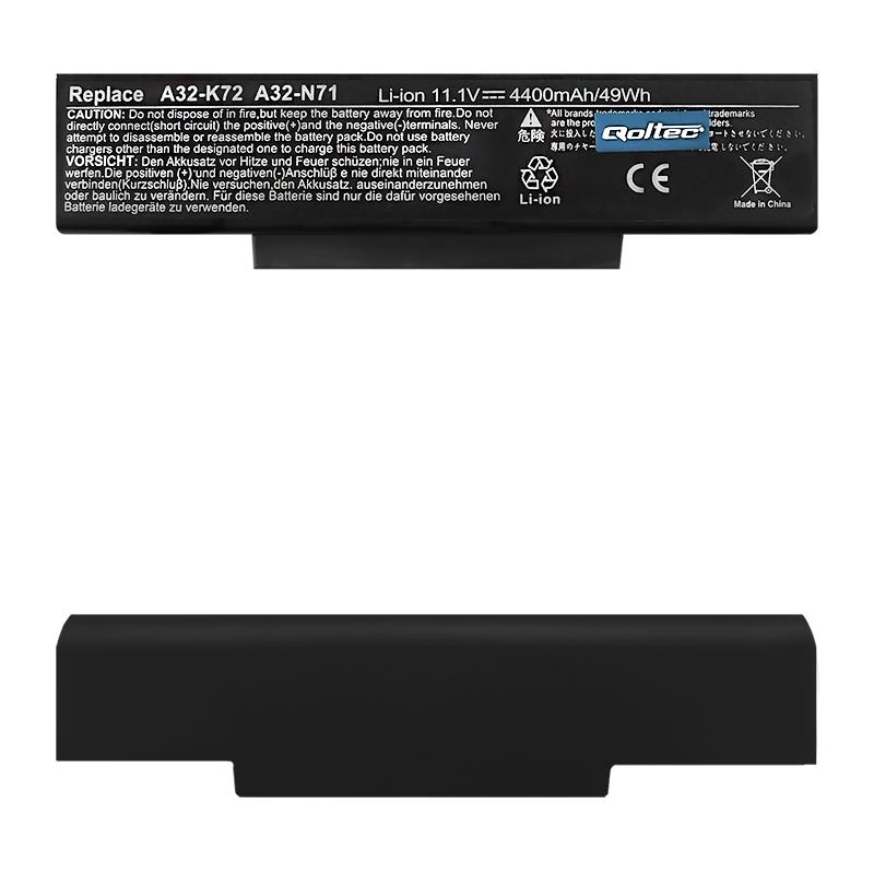 Qoltec Long Life baterie pro notebooky Asus A32-K72 | 11.1 V | 4400 mAh