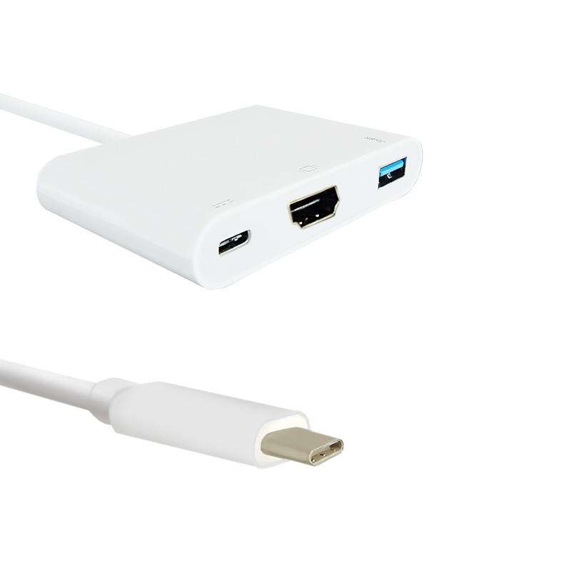 Qoltec Adapter USB 3.1 typC Male / HDMI AF + USB AF + USB 3.1 typC