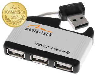 Media-Tech TRAVEL USB HUB 2.0 univerzÃ¡lnÃ­ 4-portovÃ½ USB hub