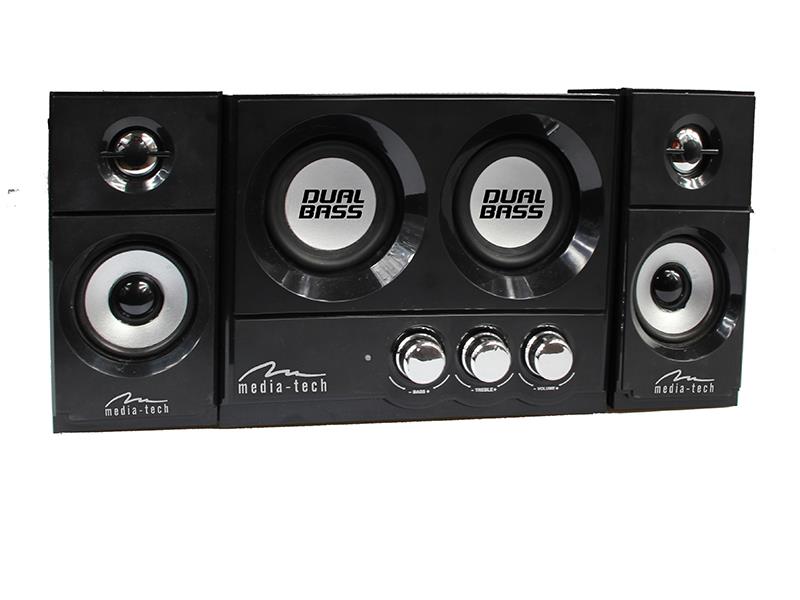 Media-Tech SOUNDRAVE 2.2 DUALBASS - stereo reproduktor s subwooferem, Dual Bass