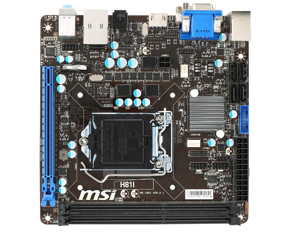 MSI H81I, H81, DualDDR3-1600, SATA3, HDMI, DVI, mITX