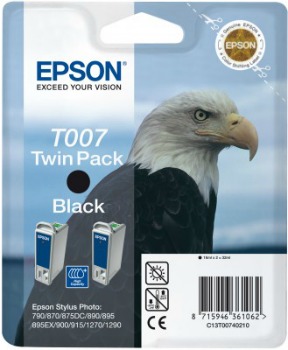Inkoust Epson T007 black Doublepack | Stylus Photo 790/870/875DC/890/895/900/91.