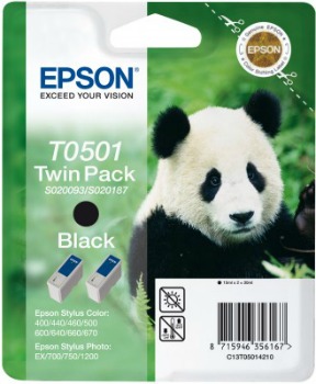Inkoust Epson T0501 black Doublepack|Stylus Color400/440/460/500/600/640/660/670