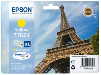 Inkoust Epson T702 yellow XL | 2000str | WP4000/4500