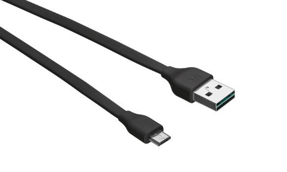 Reversible Flat Micro-USB Cable 1m - black