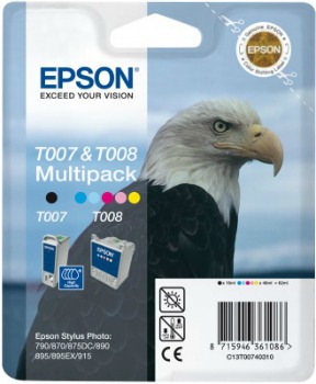 Bundle Epson T007&T008 black + color MultiPack | Stylus Photo 790/870/875DC/8...
