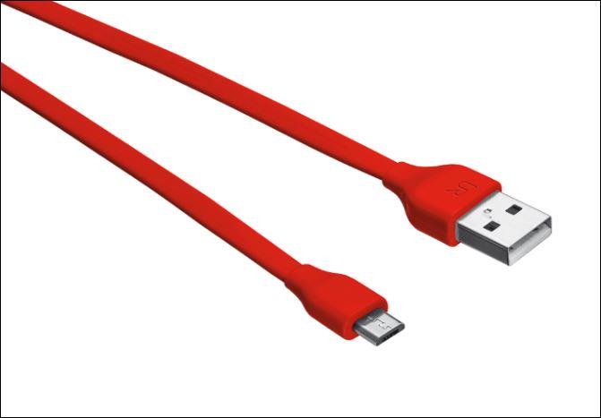 Flat Micro-USB Cable 1m - red