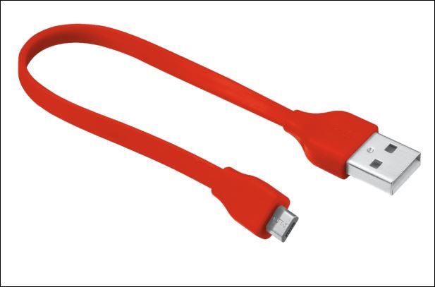 Flat Micro-USB Cable 20cm - red