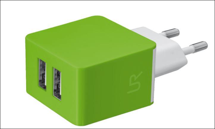Dual Smartphone Wall Charger - lime