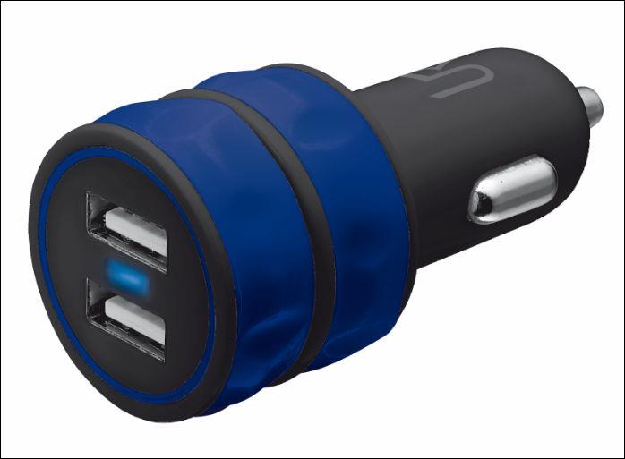 Dual Smartphone Car Charger - blue