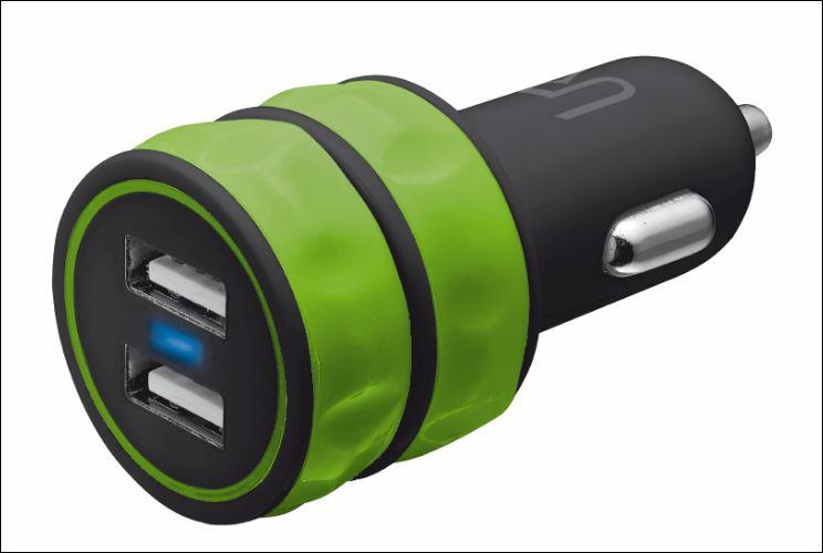 Dual Smartphone Car Charger - lime