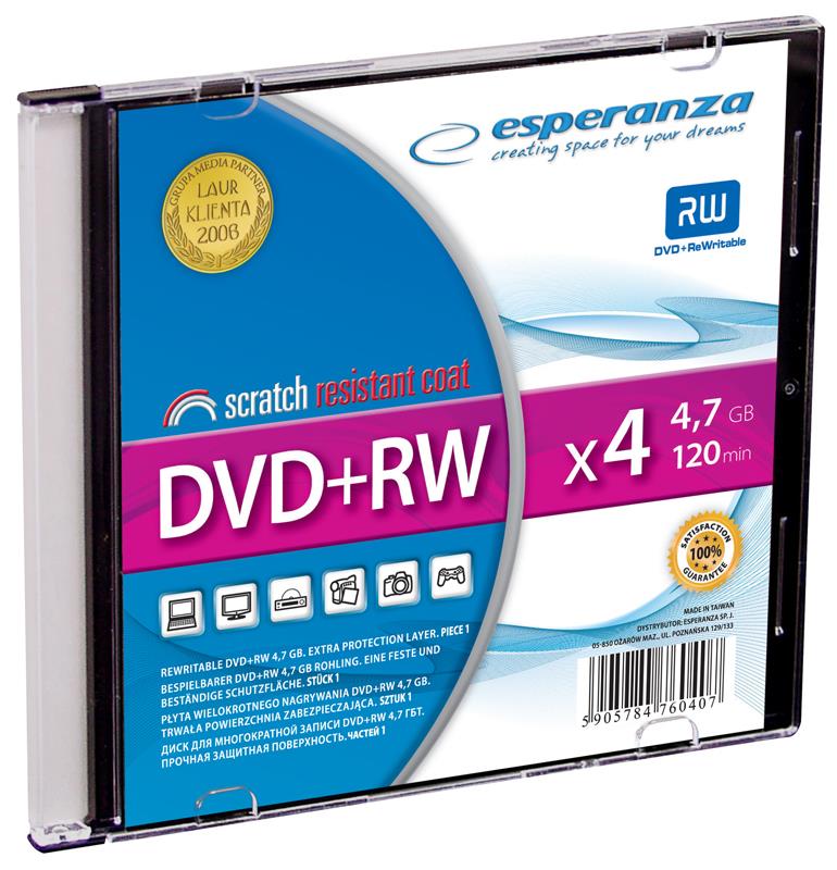 Esperanza DVD+RW [ slim jewel case 1 | 4.7GB | 4x ]
