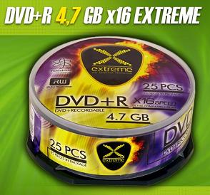 Extreme DVD+R [ cakebox 25 | 4.7GB | 16x ]