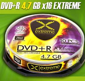 Extreme DVD+R [ cakebox 10 | 4.7GB | 16x ]
