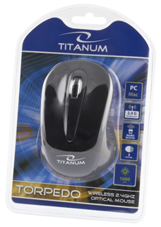 Titanum TM104K TORPEDO bezdrÃ¡tovÃ¡ optickÃ¡ myÅ¡, 1000 DPI, 2.4GHz, ÄernÃ¡
