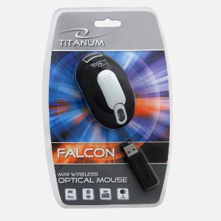 Titanum TM101K FALCON bezdrÃ¡tovÃ¡ optickÃ¡ myÅ¡, 800 DPI, 27MHz, USB, ÄernÃ¡