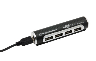 Esperanza EA115 Hub USB 2.0, 4 porty, hlinÃ­kovÃ½