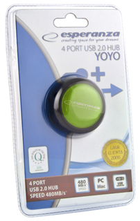 Esperanza EA135G YOYO Hub USB 2.0, 4 porty, zelenÃ½