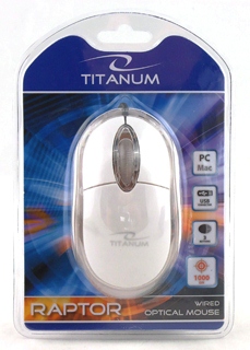 Titanum TM102W RAPTOR optickÃ¡ myÅ¡, 1000 DPI, USB, blister, bÃ­lÃ¡