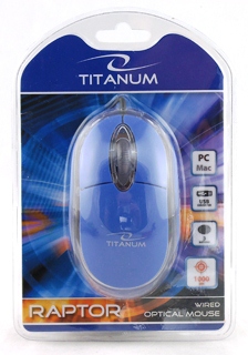 Titanum TM102B RAPTOR optickÃ¡ myÅ¡, 1000 DPI, USB, blister, modrÃ¡