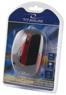 Titanum TM108K BARRACUDA optickÃ¡ myÅ¡, 1000 DPI, USB, blister, ÄernÃ¡