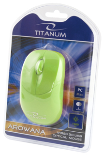 Titanum TM109G AROWANA optickÃ¡ myÅ¡, 1000 DPI, USB, blilster, zelenÃ¡