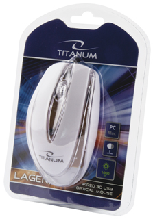 Titanum TM111W LAGENA optickÃ¡ myÅ¡, 1000 DPI, USB, blister, bÃ­lÃ¡