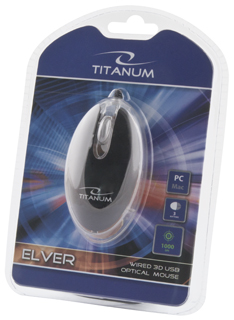 Titanum TM112K ELVER optickÃ¡ myÅ¡, 1000 DPI, USB, navÃ­jecÃ­ kabel, blister, Ä.