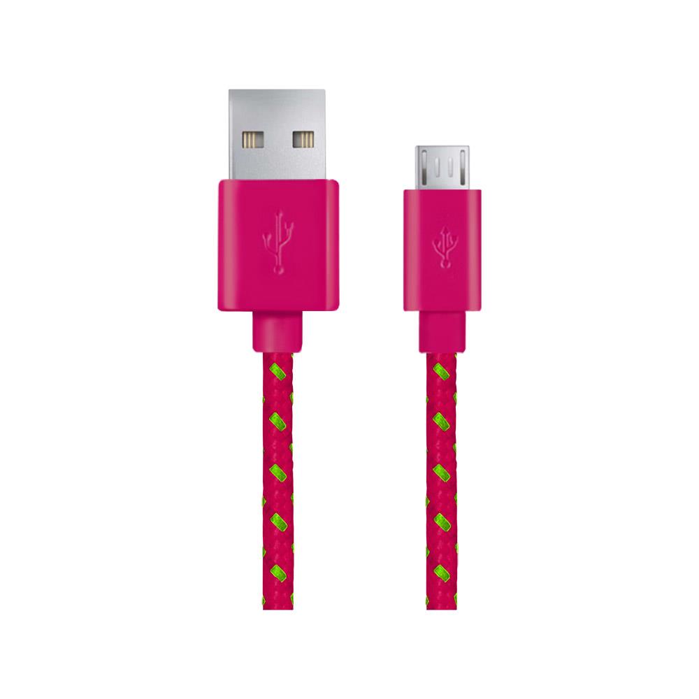 Esperanza EB175PG Kabel Micro USB 2.0 A-B M/M, opetenÃ½, 1.0m, rÅ¯Å¾ovÃ½