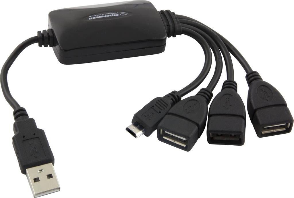 Esperanza EA158 Hub USB 2.0, 4 porty - 3x USB + 1x micro USB