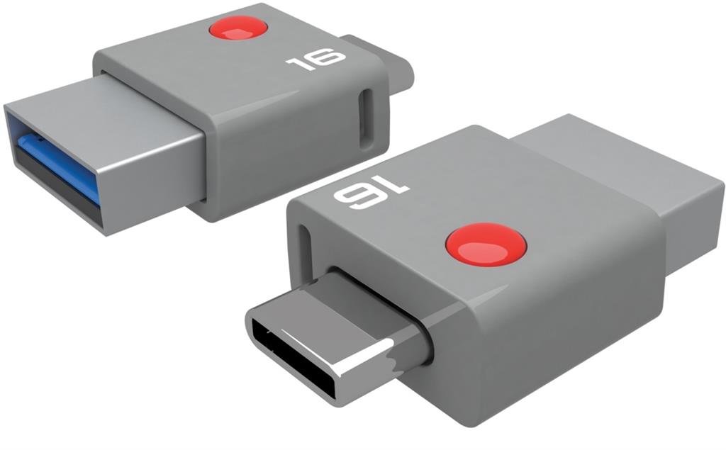 Emtec memory 16GB USB 3.0 & Type-C connector T400 (110MB/s, 20MB/s)