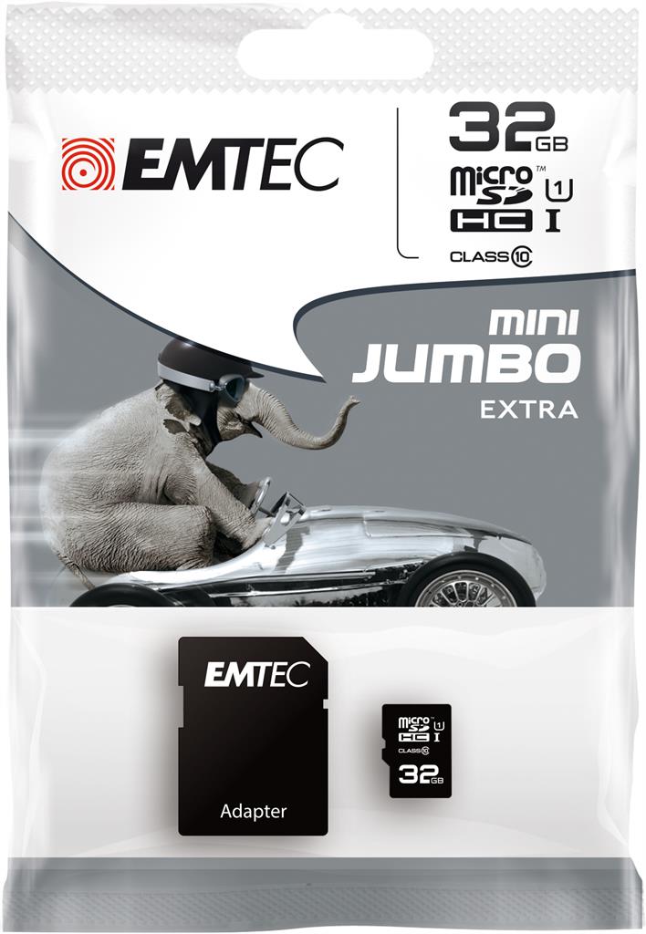 EMTEC Micro SDHC karta 32GB Class 10 (45MB/s, 14MB/s) + adaptÃ©r SDHC